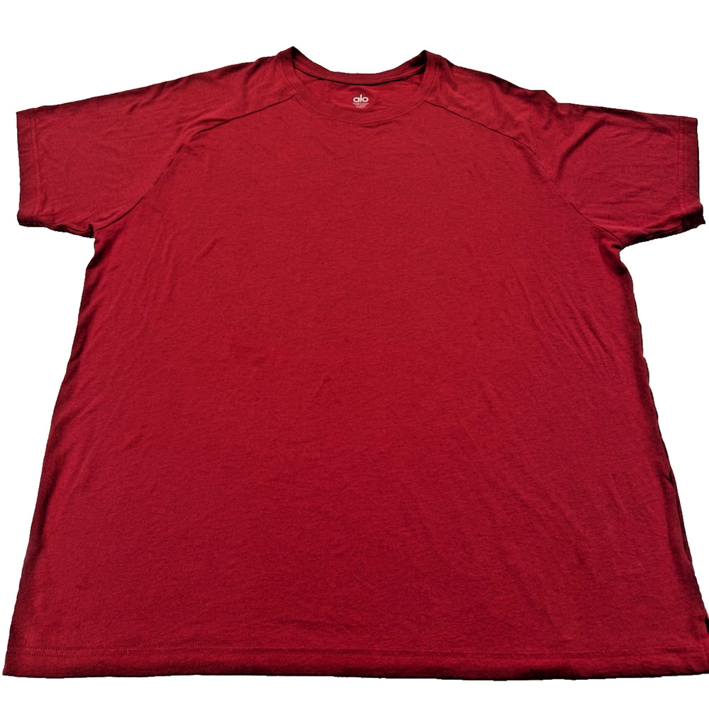 ALO Yoga Triumph Raglan Crew Neck Red Burgundy Short Sleeve T-Shirt XXL 2XL
